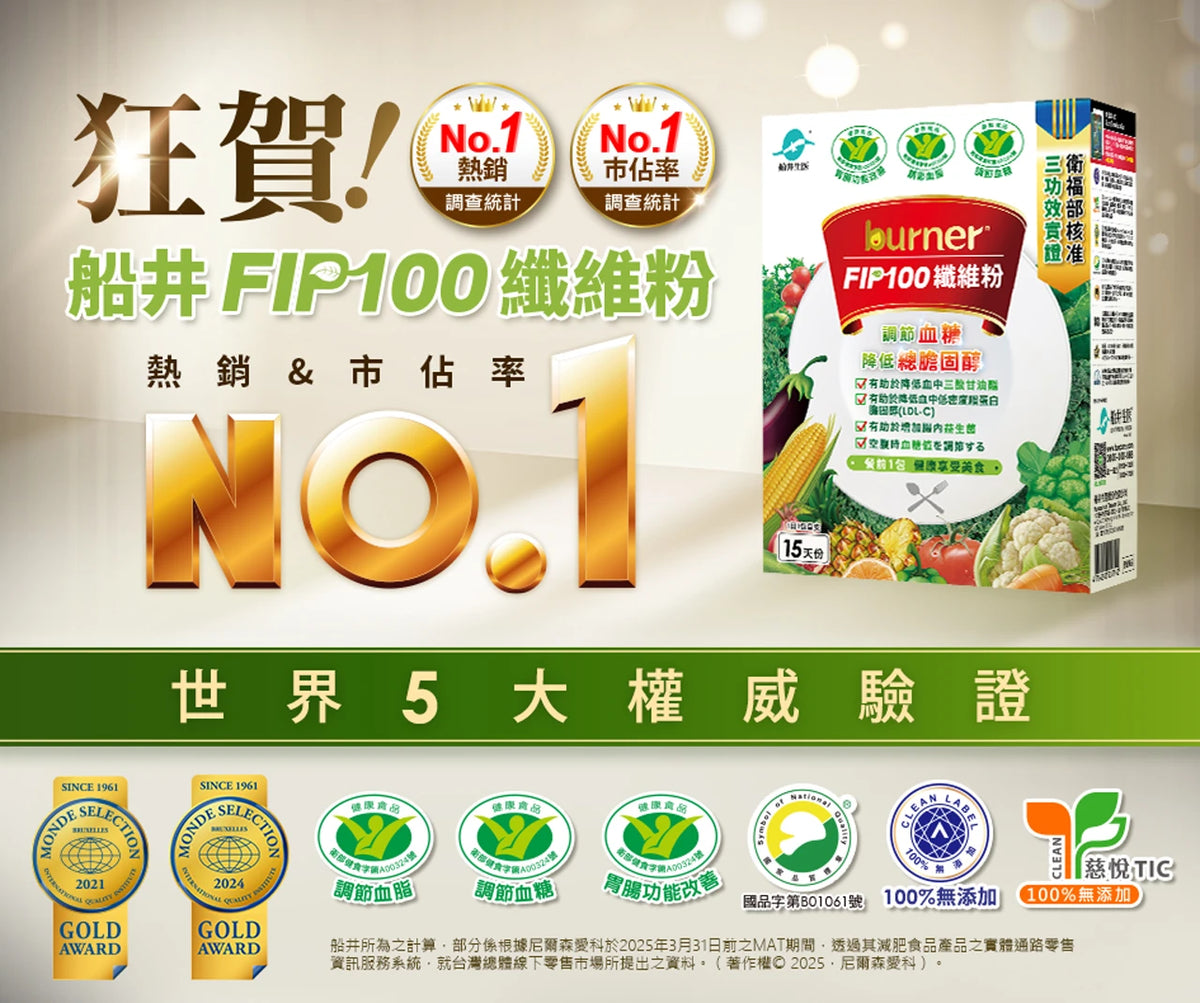 【船井生醫】burner食事纖纖 FIP100纖維粉 30入/盒 調節血脂 胃腸功能改善 調節血糖 商品介紹圖 1