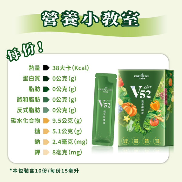 【大漢酵素】 V52 Plus蔬果發酵液 10入/盒 低鉀低鈉 快速補給 多元營養 提升保護力 52種蔬果