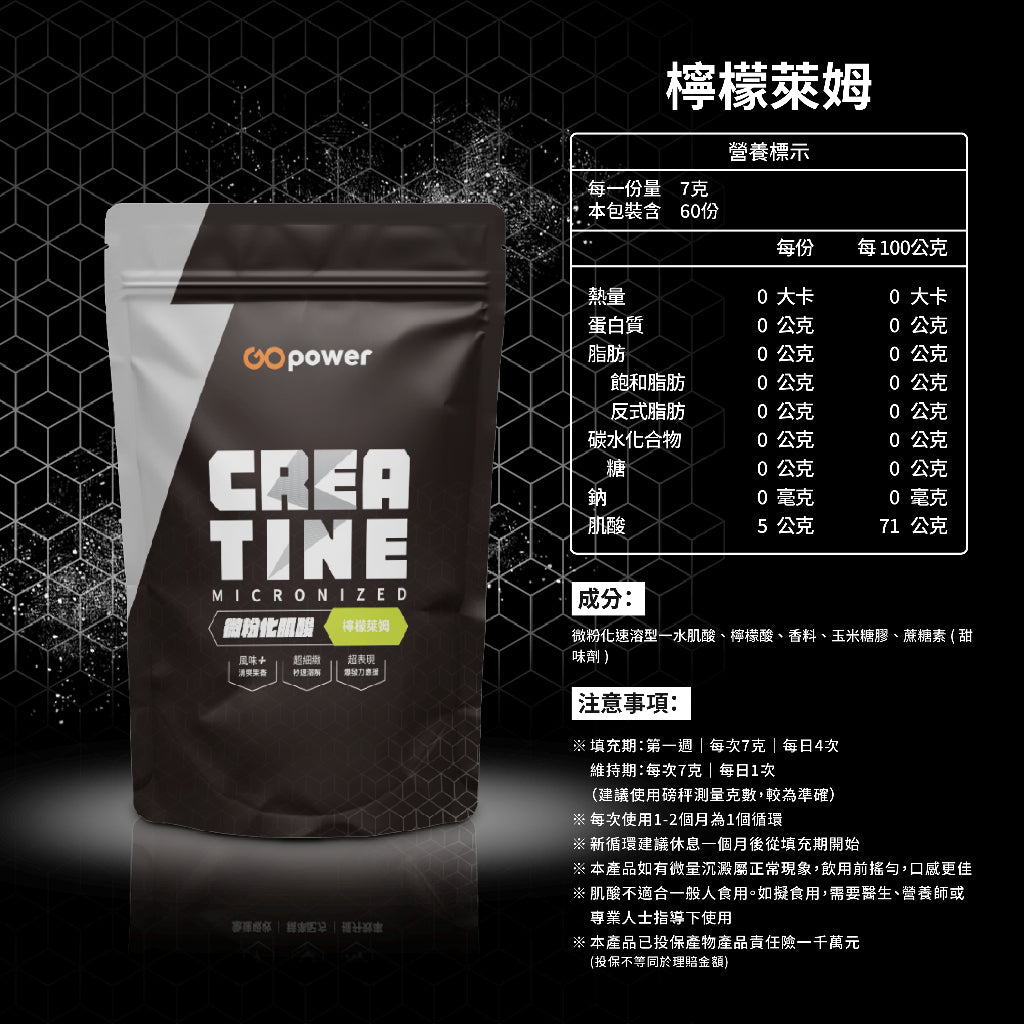 【果果能量】微粉化肌酸 420g/袋 多種口味 水合肌酸 Creatine 爆發力