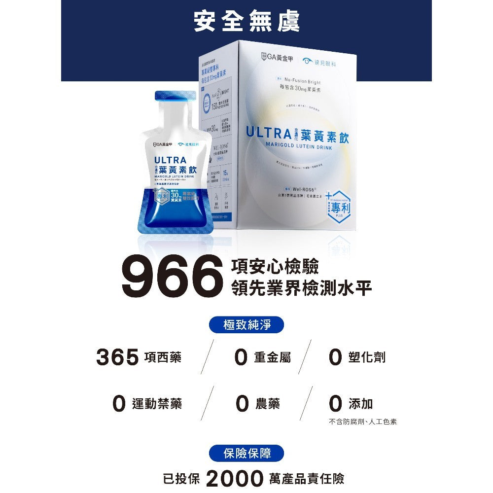 【GA黃金甲】Ultra葉黃素飲 15包/盒 遠見眼科聯名研發 3C族必備 金盞花 花青素 蝦紅素 商品介紹圖 9