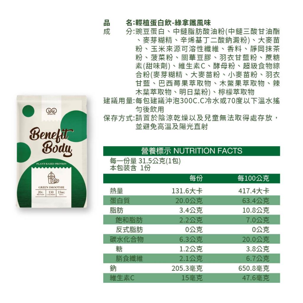【沃爾司】Benefit Body 蛋白飲系列 單包零售 輕植蛋白 激能蛋白 豌豆 乳清蛋白 運動日常補給 商品介紹圖 9