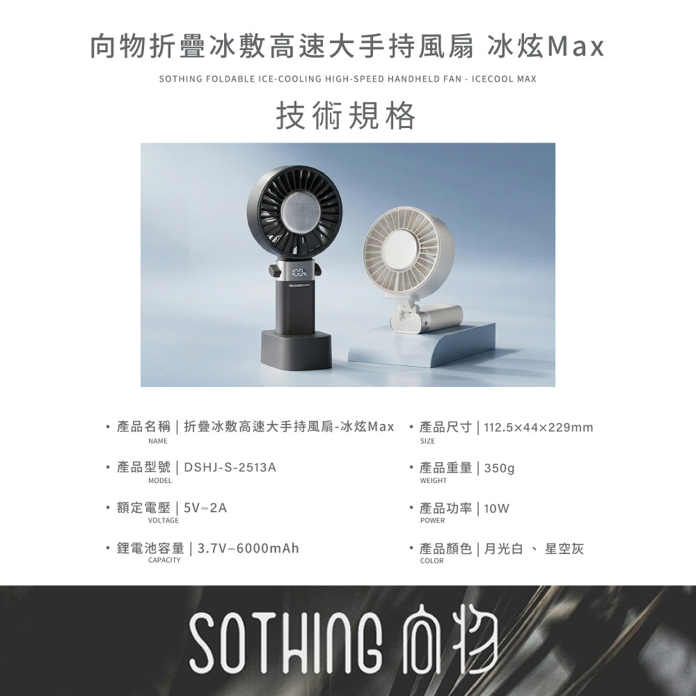 【向物】折疊冰敷高速大手持風扇-冰炫Max 100檔風速 超導冰磁片 加大面扇 LED數顯 隨身風扇 桌扇 商品介紹圖 9