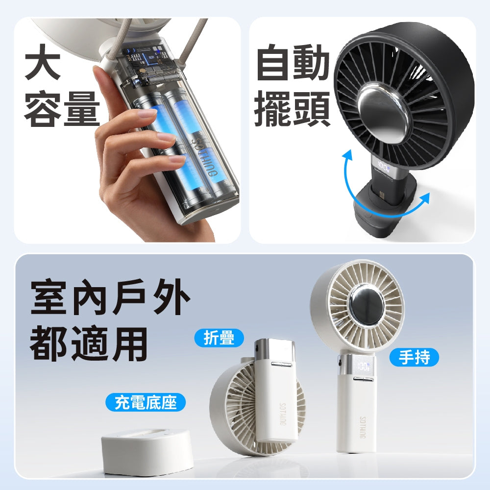 【向物】折疊冰敷高速大手持風扇-冰炫Max 100檔風速 超導冰磁片 加大面扇 LED數顯 隨身風扇 桌扇 商品介紹圖 1