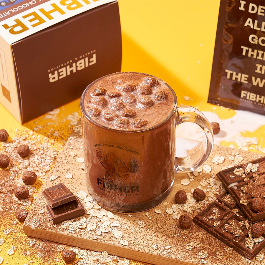 【FIBHER】纖順醇濃可可纖維飲 10包/盒 法國純黑可可 80種蔬果酵素 膳食纖維 香醇順口 體重管理