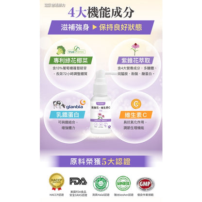 【悠活原力】悠活紫錐花+維生素C噴劑 50ml/盒 莓果風味 奶素可食 專利配方 天然草本紫錐花