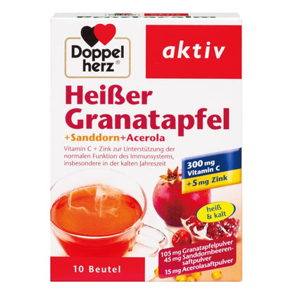 【德之寶Doppelherz】紅石榴萃取沖泡飲 10包/盒 維生素C+鋅 台灣公司貨 提升防護力 德國雙心