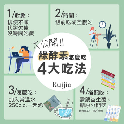 【Ruijia露奇亞】順暢綠酵素 7包/盒 排便順暢 好吸收 無添加 促進代謝 136種蔬果