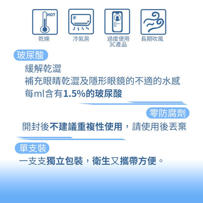 原廠不讓販售【麥迪森】玻尿酸舒潤液 0.5mL x 20支/盒 人工淚液