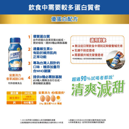 【亞培】安素塑膠罐系列 24罐箱購 安素沛力 高鈣少甜 菁選香草少甜 菁選原味 新鮮效期 優蛋白配方