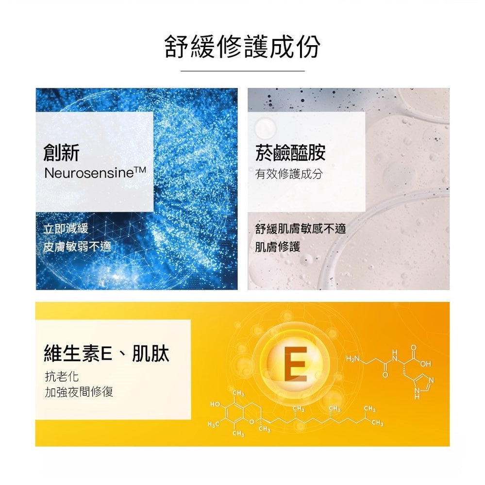 【理膚寶水】多容安夜間修護精華乳 40ml (安心晚霜) 神經胜肽 舒緩敏弱肌膚不適 適用於敏感肌、乾性肌膚