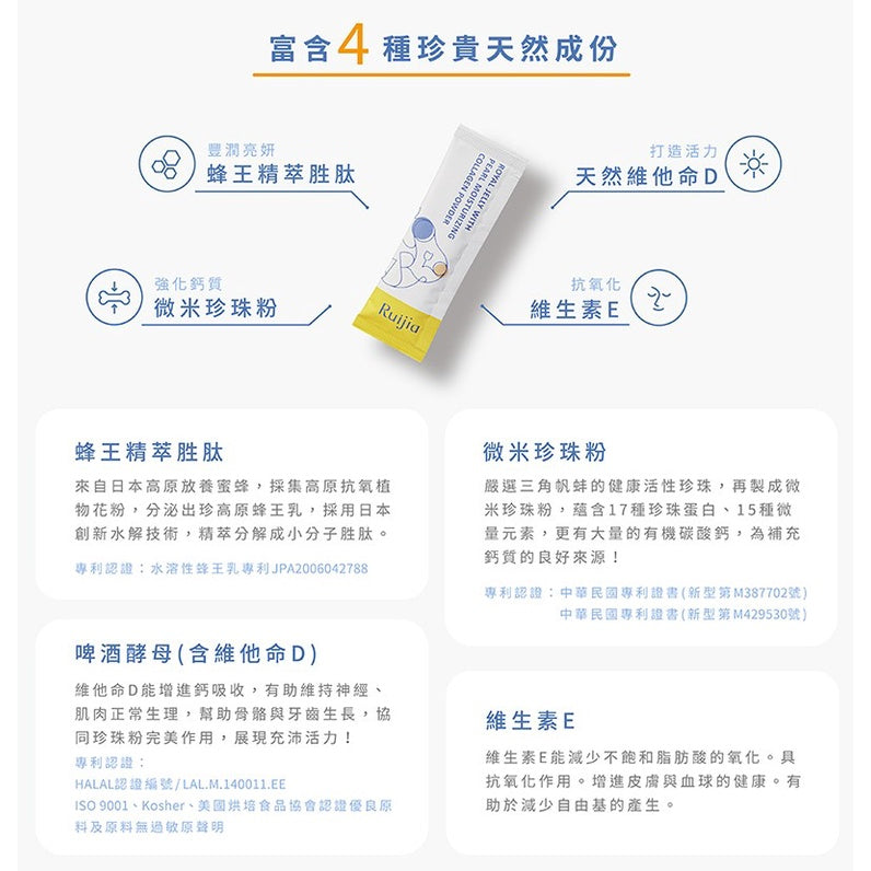 【Ruijia露奇亞】蜂王胜肽膠原蛋白 30包/盒 補充包 高濃度純淨蜂王乳 孕期補養 小分子好吸收