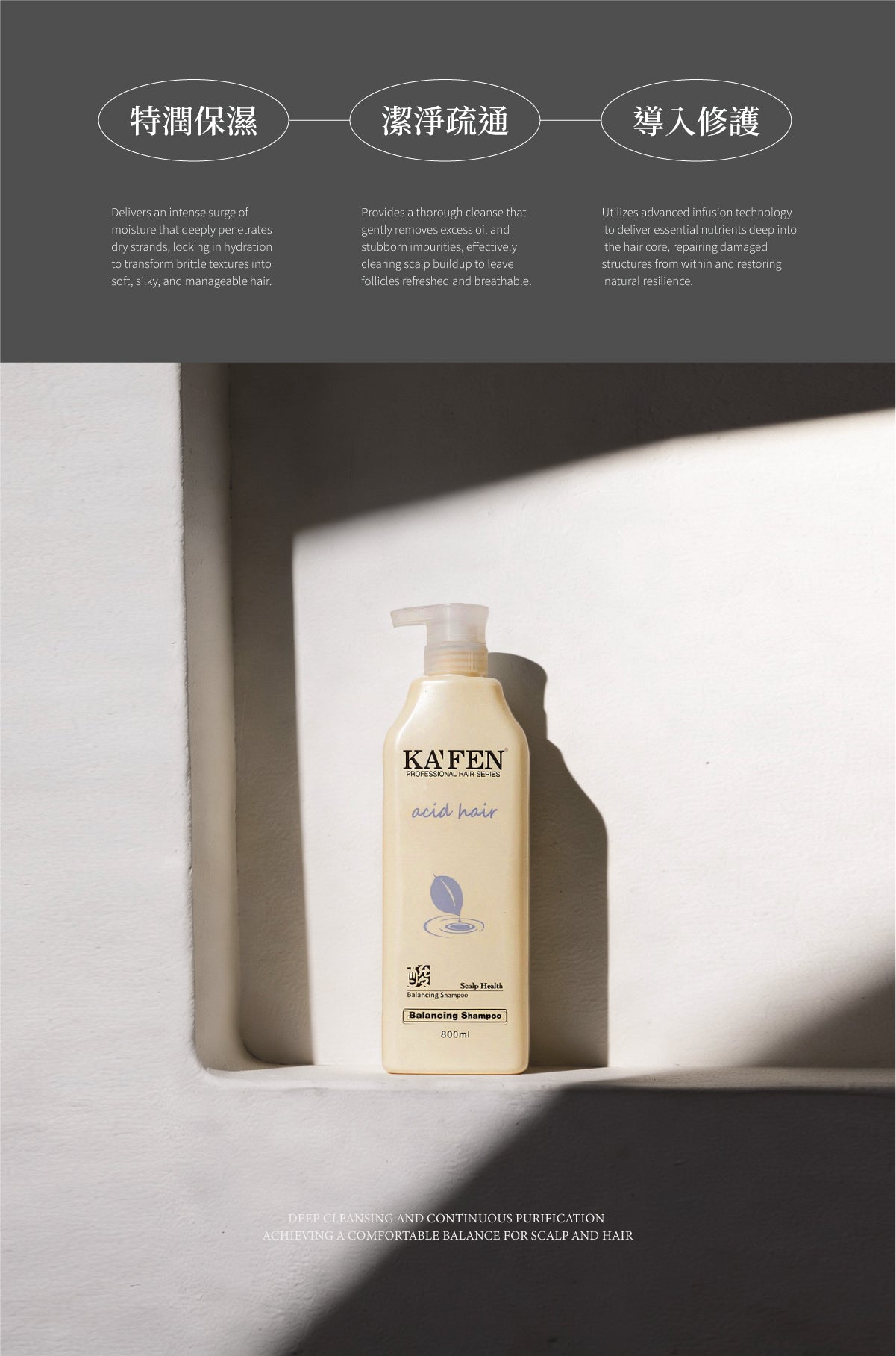 【KAFEN卡氛】亞希朵酸性蛋白系列 300ml/800ml 洗髮精 滋養霜 染後護髮 控油清爽 撫平毛燥 商品介紹圖 6