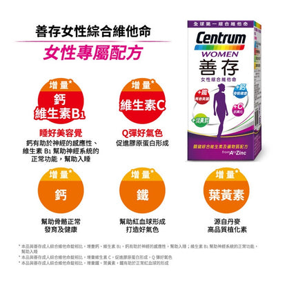【善存】女性綜合維他命 120錠/65錠 增量維生素C,鐵,鈣 幫助骨骼生長 善存女性維他命