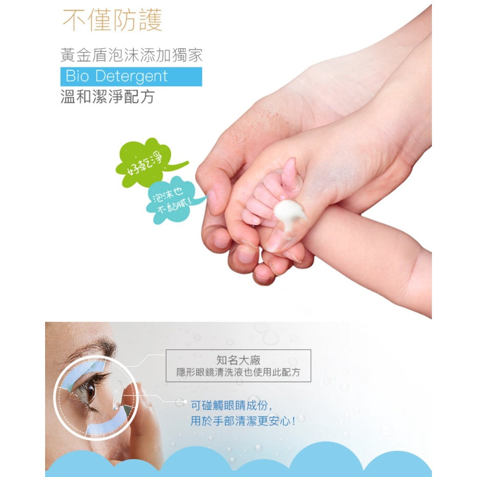 【黃金盾】抗菌清潔噴劑系列 泡沫式乾洗手 長效抗菌 溫和安心 純水性配方 不含香料 黃金盾噴霧