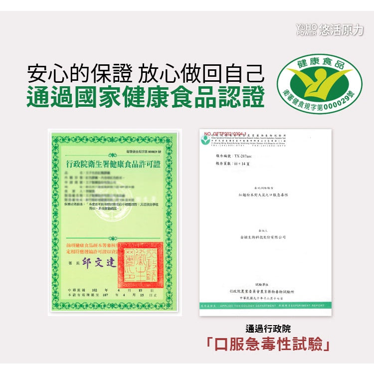 【悠活原力】紅麴植物膠囊 60粒/盒 衛福部核准健康食品 小綠人標章 全素可食 有助於降低血中總膽固醇