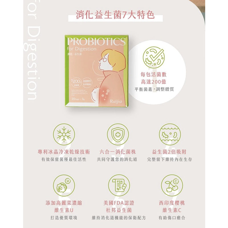 【Ruijia露奇亞】消化益生菌 65包/袋 美國專利杜邦菌株 冰晶包埋技術 200億活菌數 維生素U