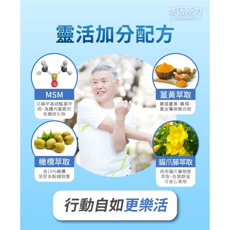 【悠活原力】悠活關健複方膠囊UC-II+玻尿酸 30粒/盒 頂規 80mg玻尿酸 薑黃 關節 膝蓋