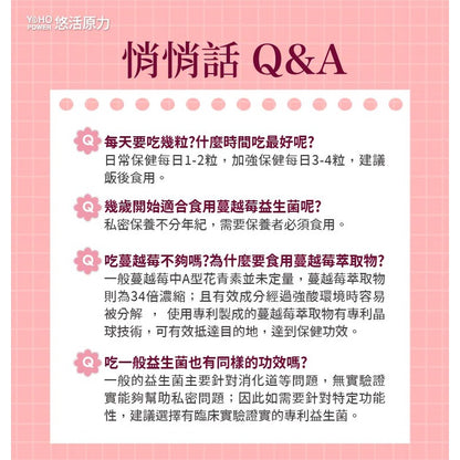 【悠活原力】蔓越莓私密益生菌植物膠囊 60粒/瓶 高濃縮蔓越莓萃取 專利益生菌 私密保養