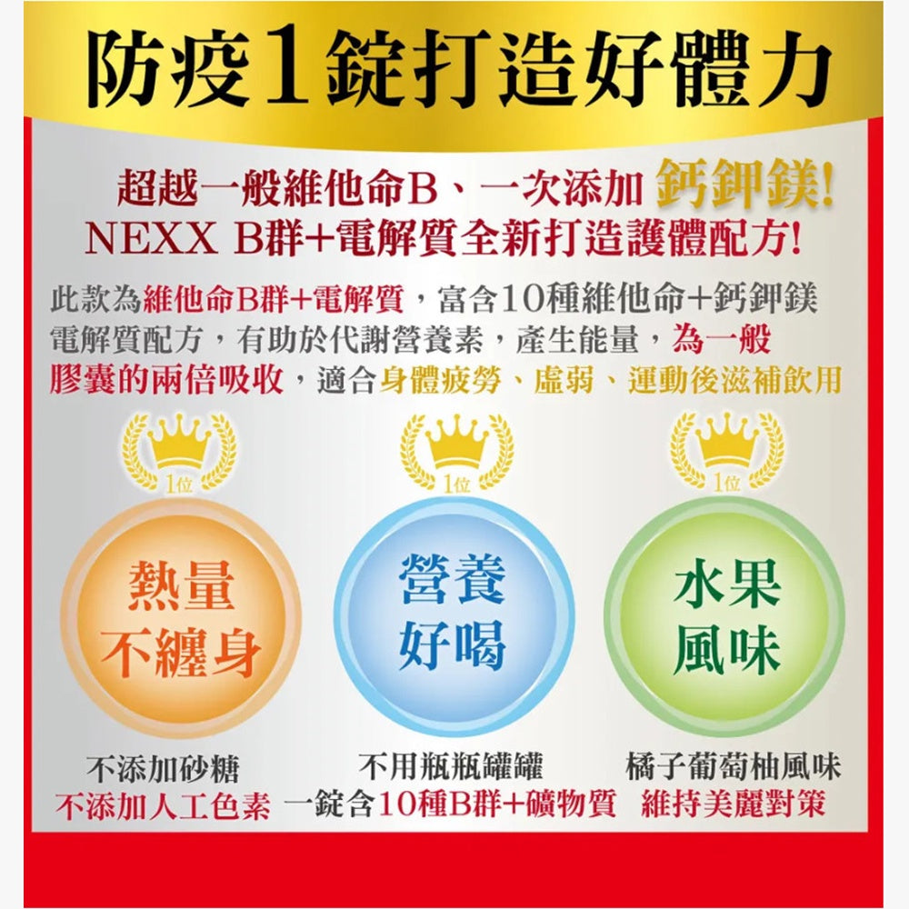 【NEXX芮斯】維他命發泡錠 20錠 C1000/C180/B群+電解質 德國進口 溶解快好吸收 維他命C