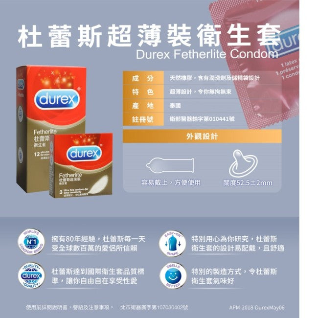 【Durex】杜蕾斯 超薄裝 保險套(12入/盒)