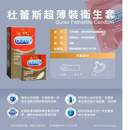 【Durex】杜蕾斯 超薄裝 保險套(12入/盒)