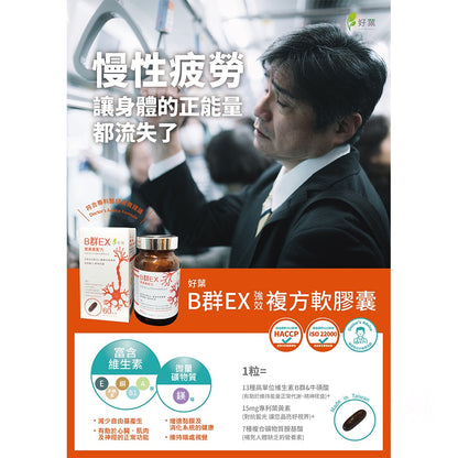 【好葉】維生素B群EX強效軟膠囊 葉黃素配方 60粒/盒 高單位B群 微量礦物質