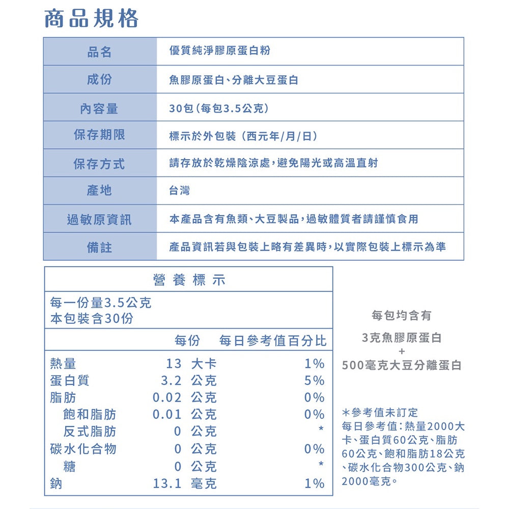【Ruijia露奇亞】優質純淨膠原蛋白 30包/盒 補充包 百分百純天然 小分子好吸收 無人工添加物