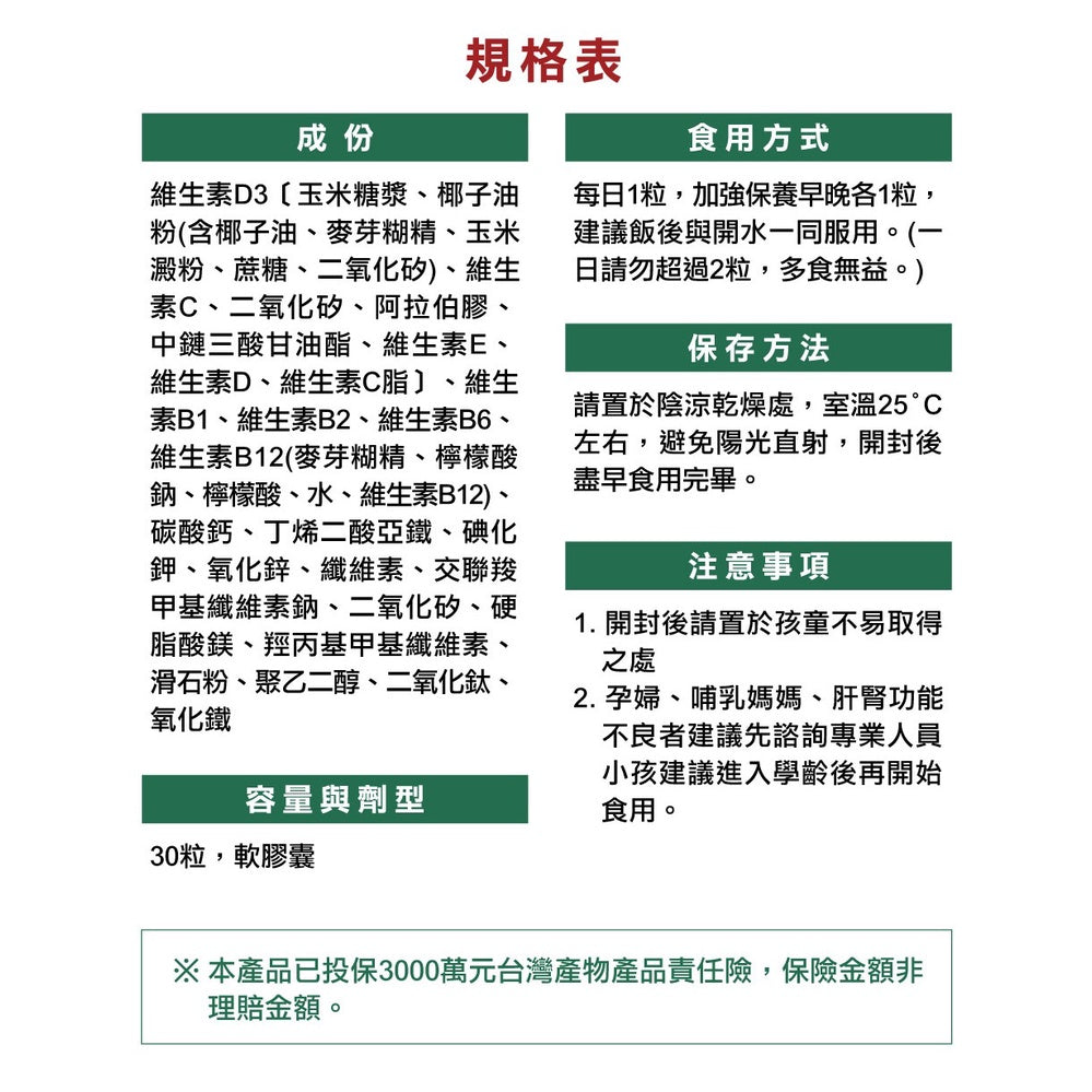 【德之寶Doppelherz】全日素綜合維他命 30錠/盒 V-Label國際素食認證 台灣公司貨 德國雙心