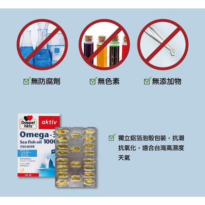 【德之寶Doppelherz】深海魚油軟膠囊 80粒/盒 豐富Omega-3 高純度深海魚油 德國雙心