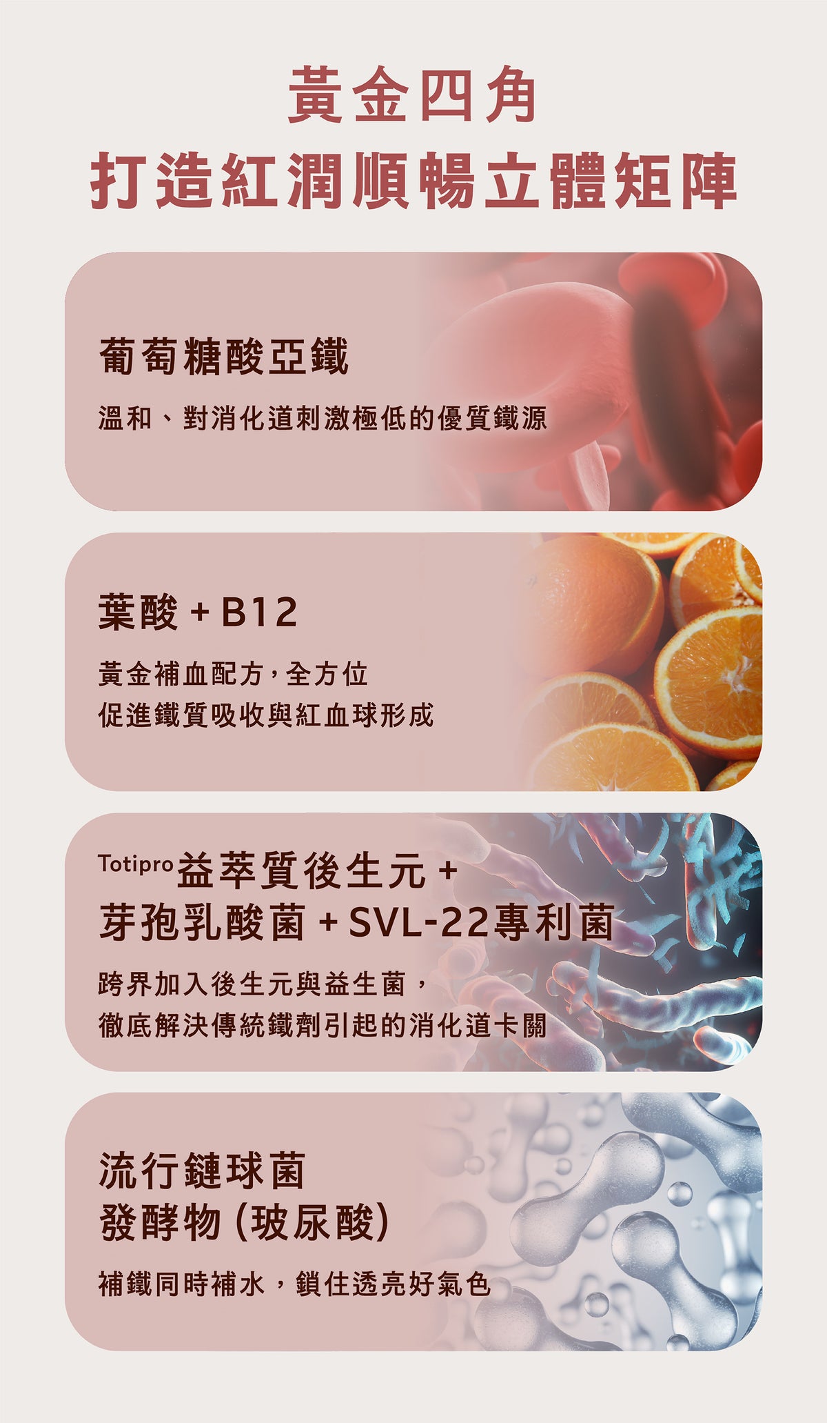 【好葉】後生元煥鐵美型膠囊 60粒/袋 葡萄糖酸亞鐵+葉酸+B12 後生元益生菌複方 維持好氣色 幫助順暢 商品介紹圖 5