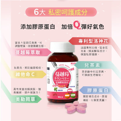 【日本味王】蔓越莓口含錠升級版 60粒/盒 女性必備 最佳呵護 保護私密 洛神花萃取物 東阪AJIOU