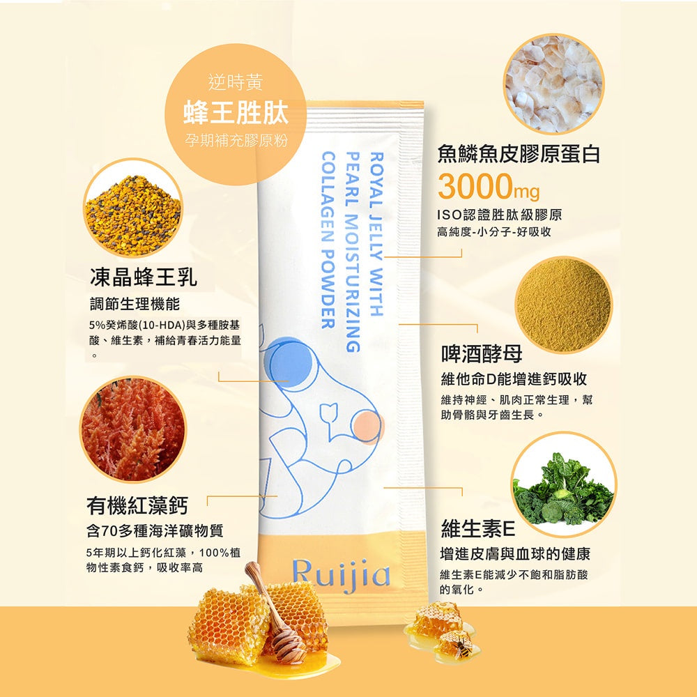 【Ruijia露奇亞】蜂王胜肽膠原蛋白 30包/盒 補充包 高濃度純淨蜂王乳 孕期補養 小分子好吸收