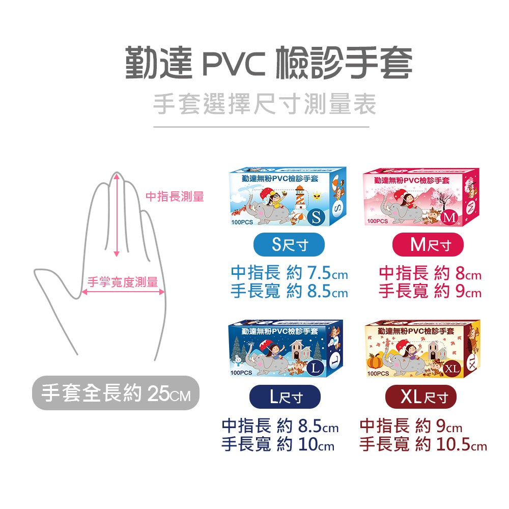【勤達】PVC無粉檢診手套 100入/盒 四種尺寸 檢驗手套 清潔手套 勤達手套 醫療手套 透明手套
