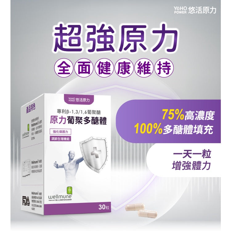 【悠活原力】原力葡聚多醣體 30粒/瓶 調節生理機能 75%高濃度 強化保護力