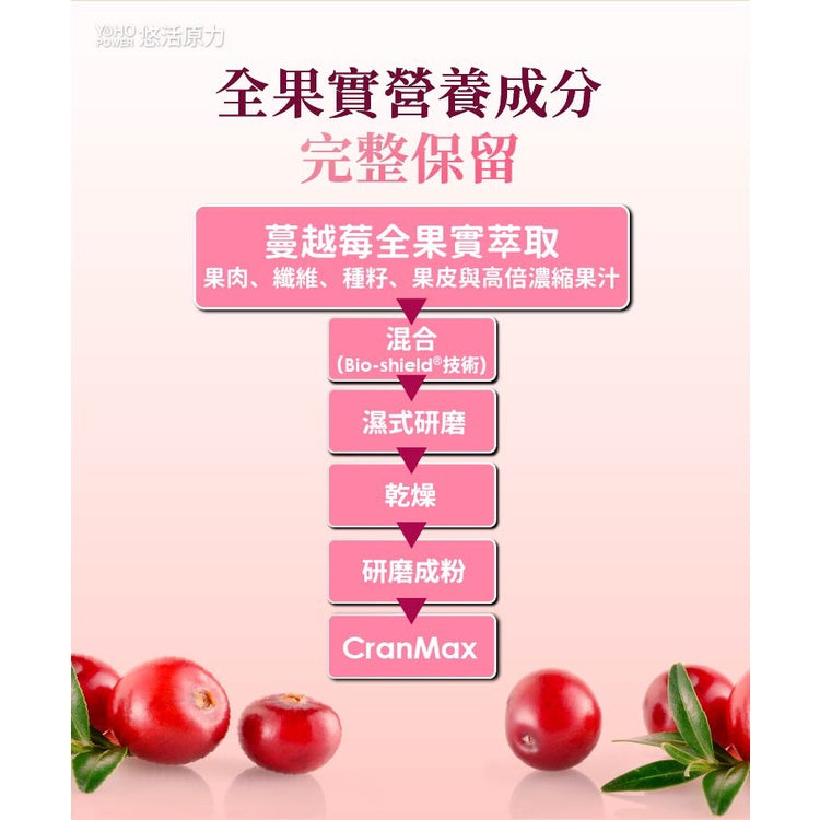 【悠活原力】蔓越莓私密益生菌植物膠囊 60粒/瓶 高濃縮蔓越莓萃取 專利益生菌 私密保養