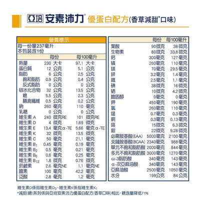 【亞培】安素塑膠罐系列 24罐箱購 安素沛力 高鈣少甜 菁選香草少甜 菁選原味 新鮮效期 優蛋白配方