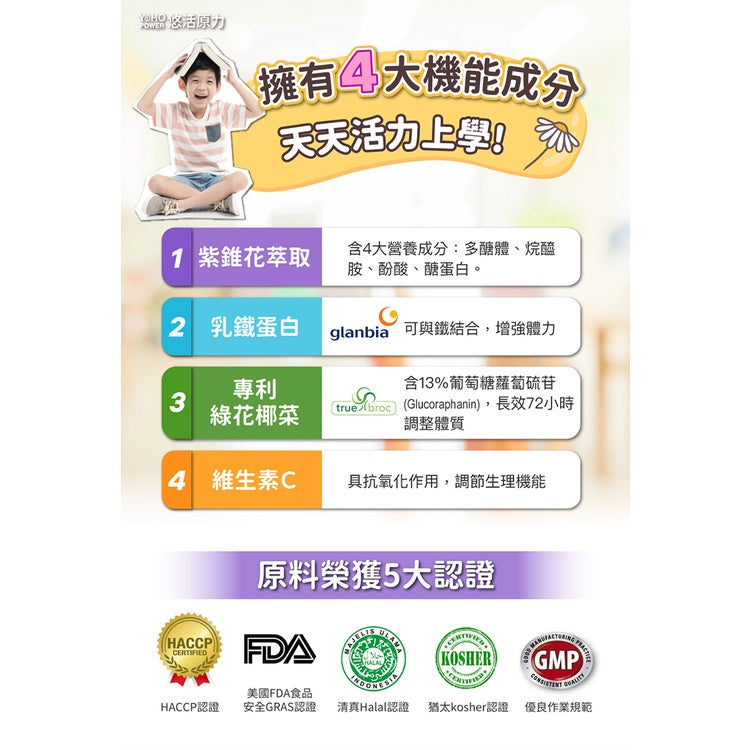 【悠活原力】小悠活紫錐花+乳鐵蛋白噴劑 50ml/盒 2歲以上適用 天然植物萃取 增強體力