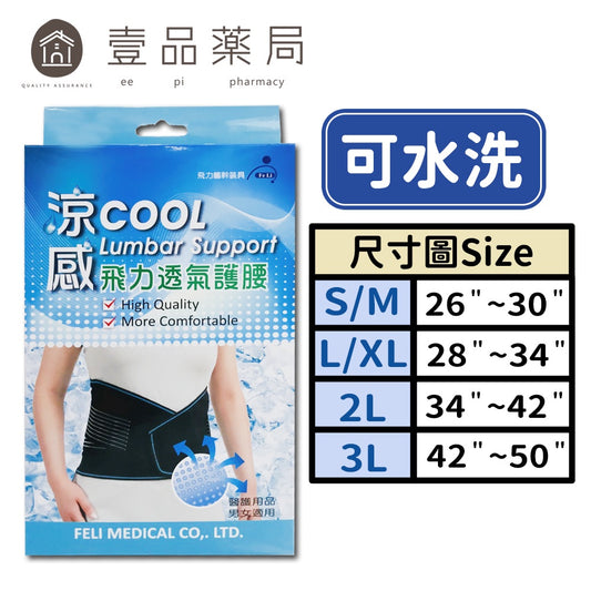 【飛力】涼感透氣護腰 單入 MIT台灣製造 涼感紗材質 透氣不悶熱 人體工學設計