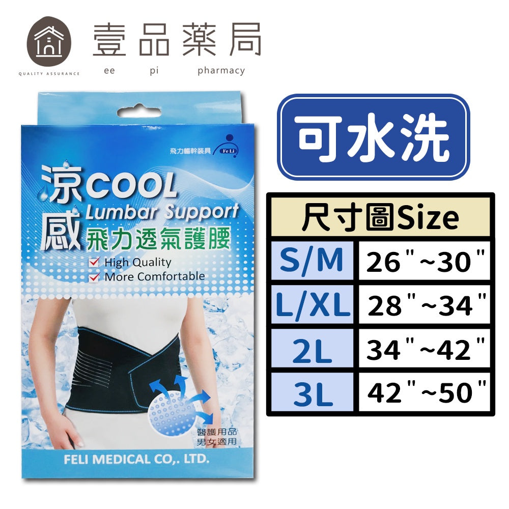 【飛力】涼感透氣護腰 單入 MIT台灣製造 涼感紗材質 透氣不悶熱 人體工學設計