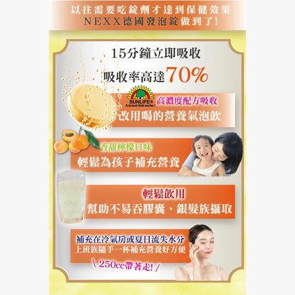 【NEXX芮斯】維他命發泡錠 20錠 C1000/C180/B群+電解質 德國進口 溶解快好吸收 維他命C