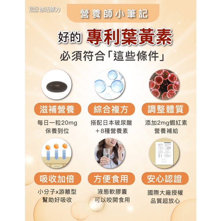 【悠活原力】金盞花葉黃素+蝦紅素複方軟膠囊 30粒/瓶 游離型葉黃素 八種抗氧化成分 3C低頭族保養必備