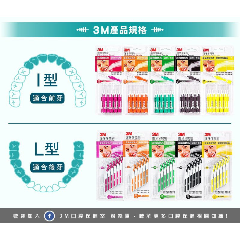 【3M】護牙牙間刷 全系列 (I型/L型) 4入裝 共12款 SSS SS S M L 台灣製造 3M牙間刷