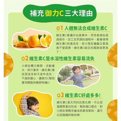 【小兒利撒爾】維生素C咀嚼錠 60錠/盒 300mg 維他命C 保護維C 御力C 新裝登場 授權經銷
