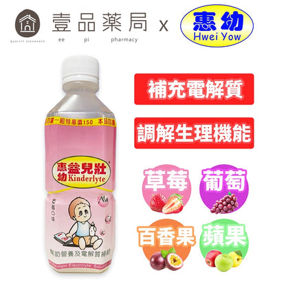 【惠幼】益兒壯電解水 360mL/500mL 單瓶零售 蘋果/草莓/葡萄/百香果 電解質水 幼兒電解水