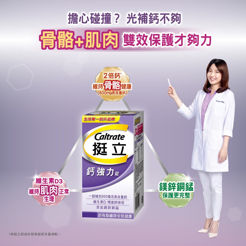 【挺立】鈣強力錠 100+28錠/100錠/60錠/28錠 全球第一鈣片品牌 添加維生素D 挺立鈣