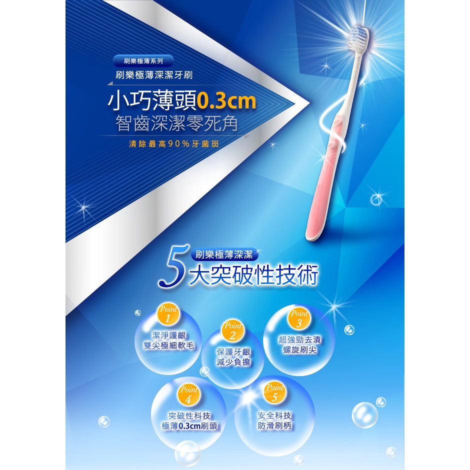 【刷樂】極薄深潔牙刷 3入/組 德國專利刷毛 刷樂牙刷 雙尖極細軟毛 刷樂極薄系列