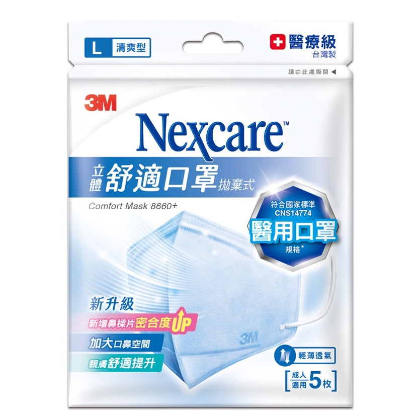 【3M】Nexcare舒適口罩(清爽型) 5入/包 8660+ 醫用口罩 醫療口罩 3D口罩 成人口罩