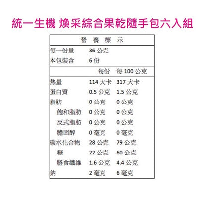 【統一生機】綜合堅果隨手包(六入組) 原味堅果/薑黃堅果/煥采果乾 三種規格 養身零嘴 隨時補充
