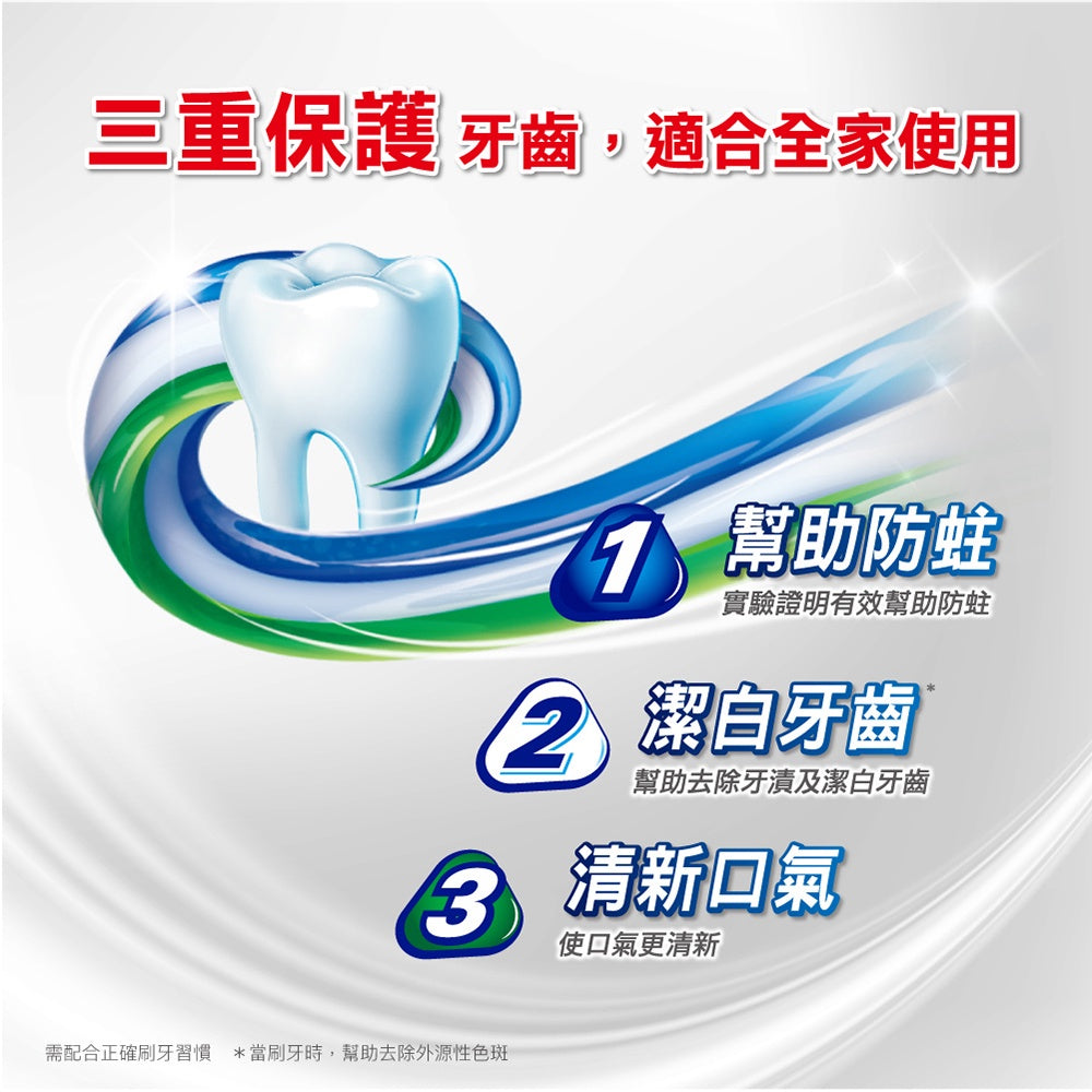 【Colgate高露潔】三重功效牙膏 清涼薄荷 160g/條 預防蛀牙 潔白牙齒 清新口氣