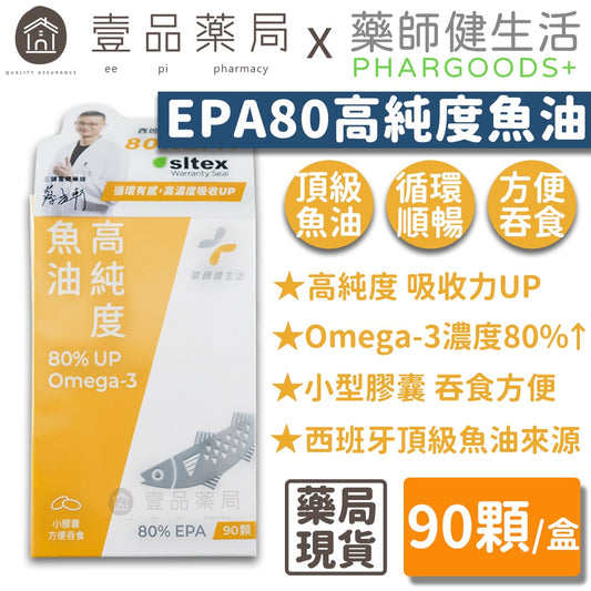 【藥師健生活】高純度80%魚油 90顆/盒 小膠囊魚油 EPA80魚油 幫助循環 健生活魚油